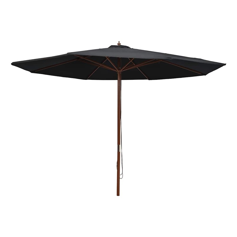 vidaXL Large Foldable Bamboo Garden Parasol in Black