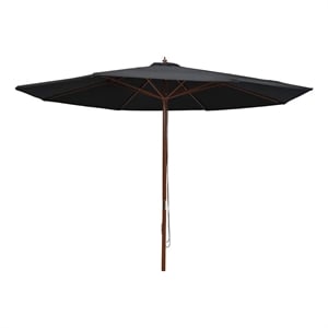 vidaXL Large Foldable Bamboo Garden Parasol in Black