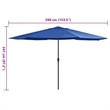 vidaXL Large Collapsible Garden Parasol in Azure Blue