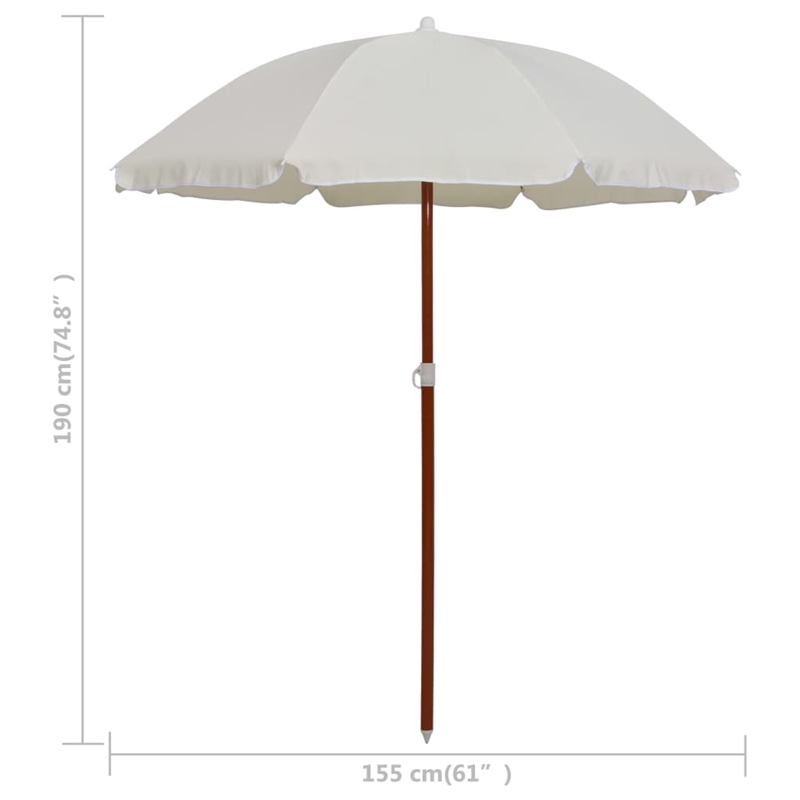 vidaXL Large Collapsible Garden Parasol in Sand
