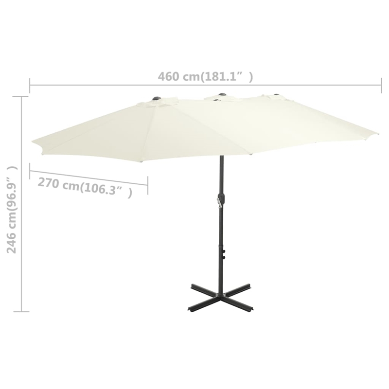 vidaXL Extra Large Collapsible Parasol in Sand