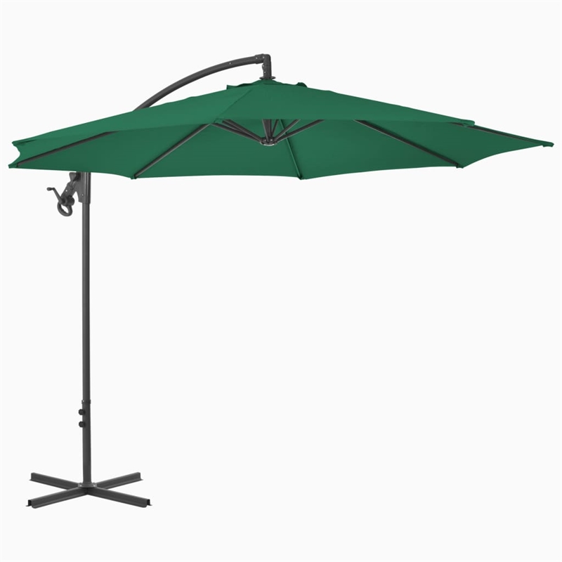 vidaXL Large Tiltable Cantilever Garden Parasol in Green