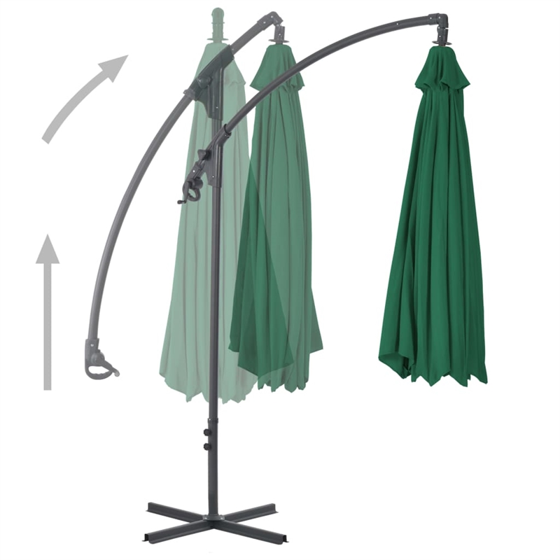 vidaXL Large Tiltable Cantilever Garden Parasol in Green
