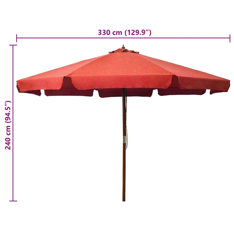 vidaXL Large Laminated Bamboo Garden Parasol in Terracotta