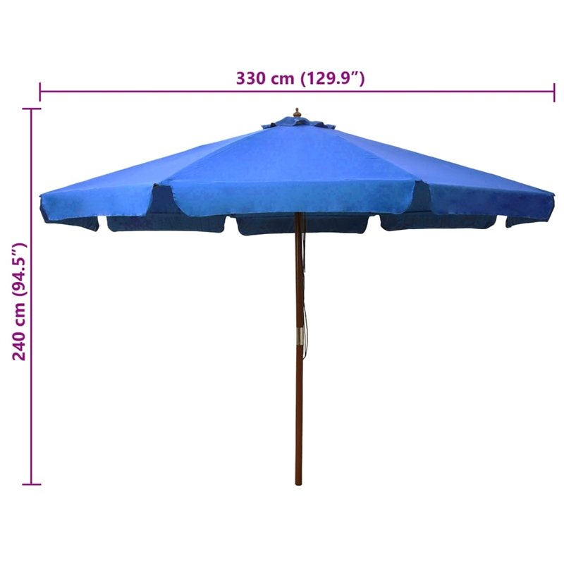 vidaXL Large Laminated Bamboo Garden Parasol in Azure