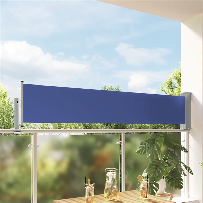 vidaXL Side Awning in Blue and Grey