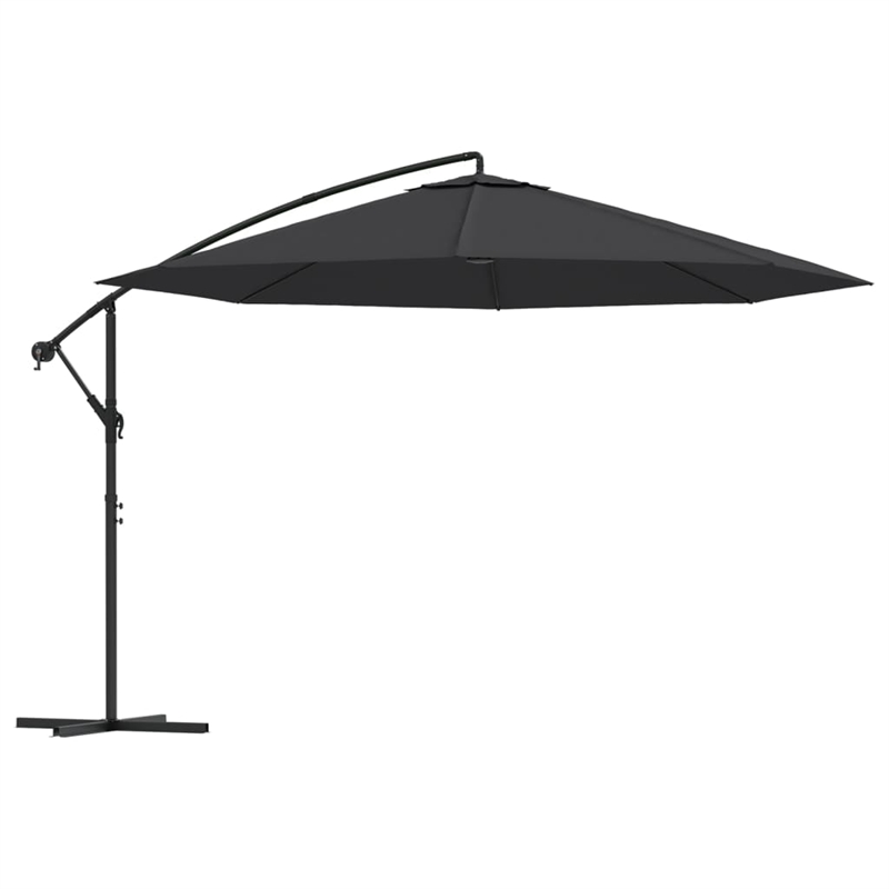 vidaXL Large Tiltable Cantilever Garden Parasol in Black