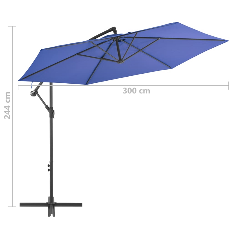 vidaXL Large Tiltable Cantilever Garden Parasol in Blue