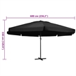 vidaXL Garden Parasol with PA Coating in Black
