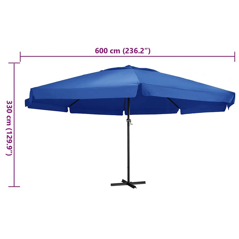vidaXL Garden Parasol with PA Coating in Azure Blue
