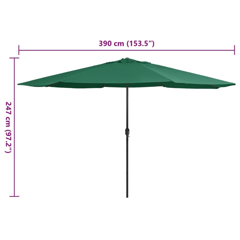 vidaXL Large Tiltable Garden Parasol in Green