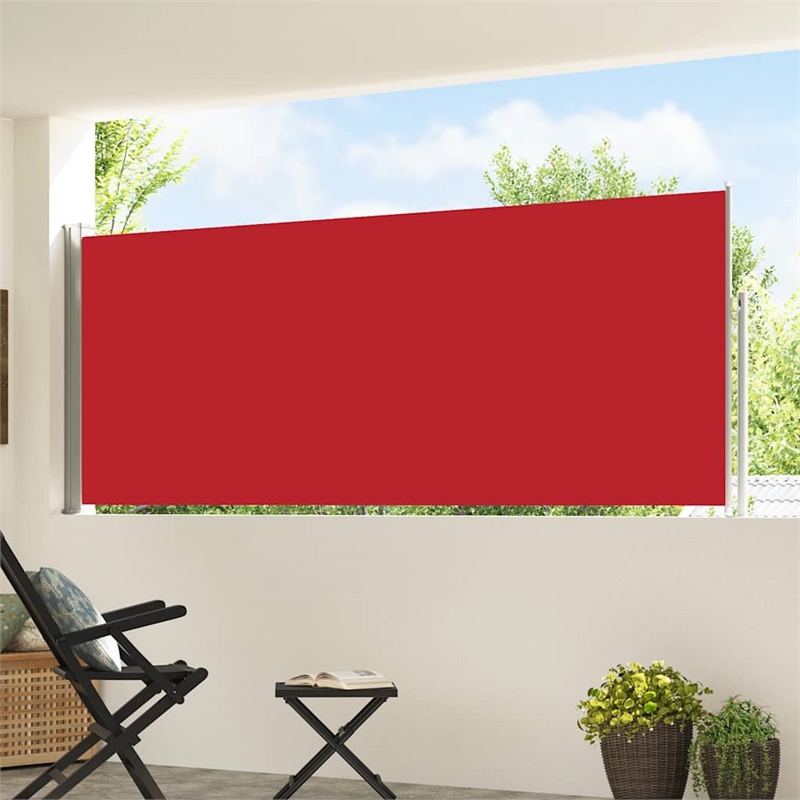 vidaXL Side Awning with PU Coating and Powder Coated Steel in Red