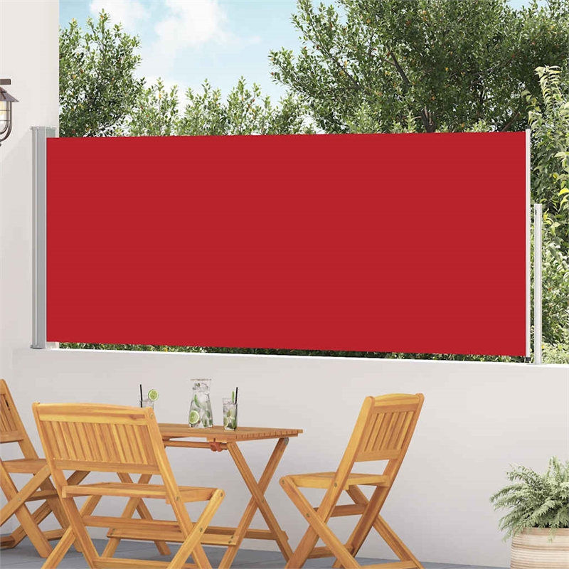 vidaXL Side Awning with PU Coating and Powder Coated Steel in Red