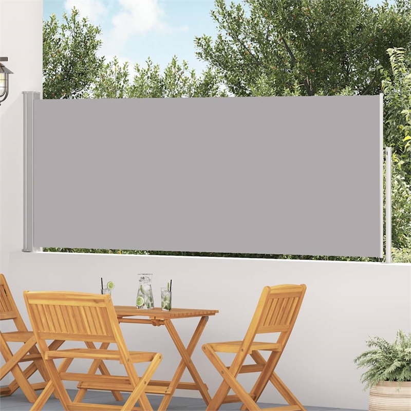 vidaXL Fabric/Powder-Coated Steel Frame Retractable Side Awning in Gray