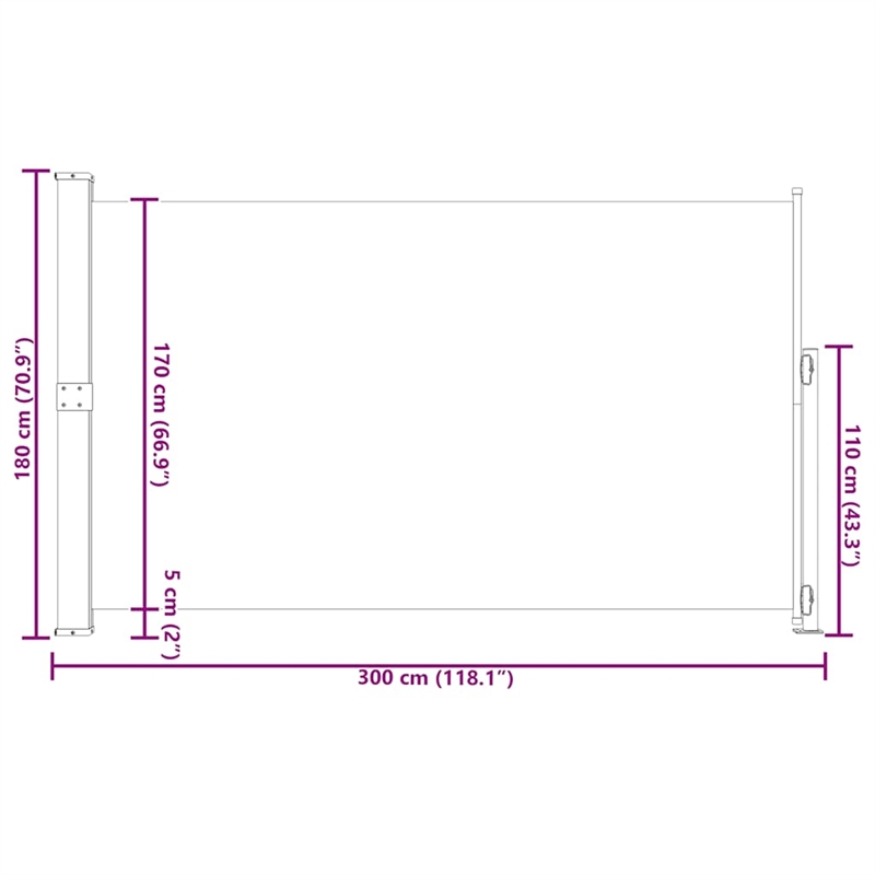 vidaXL Side Awning with Powder-Coated Steel in Grey