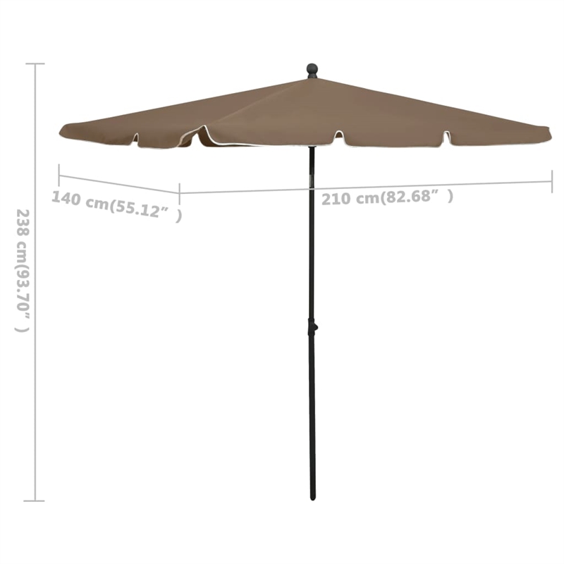 vidaXL Garden Parasol with Pole in Taupe