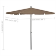 vidaXL Garden Parasol with Pole in Taupe