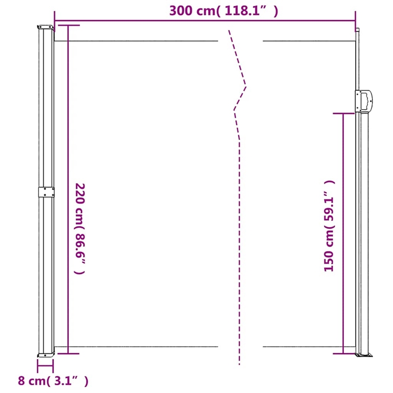 vidaXL Retractable Side Awning in Brown