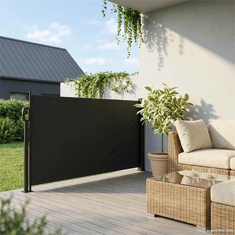 vidaXL Retractable Side Awning in Black
