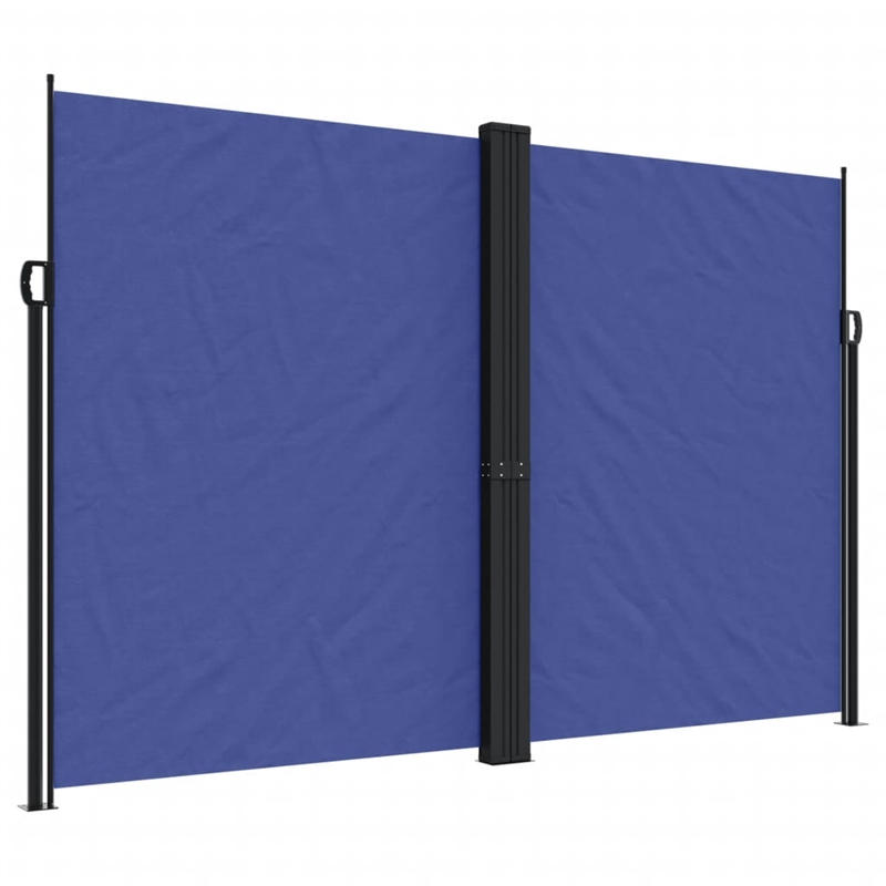 vidaXL Large Retractable Side Awning with PU Coating in Blue