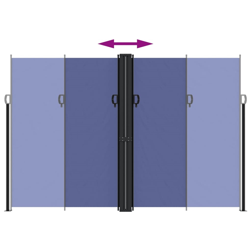vidaXL Large Retractable Side Awning with PU Coating in Blue