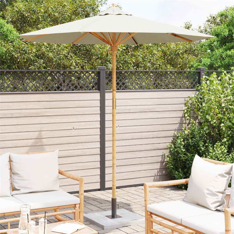 vidaXL 270 x 260 cm Bamboo Garden Parasol in Cream White
