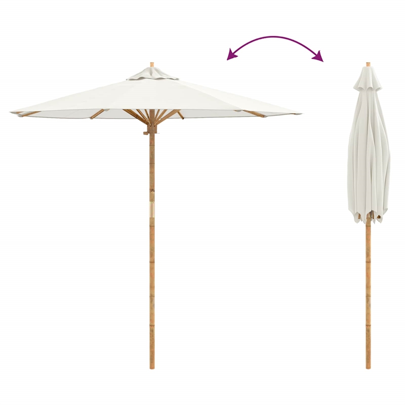 vidaXL 270 x 260 cm Bamboo Garden Parasol in Cream White