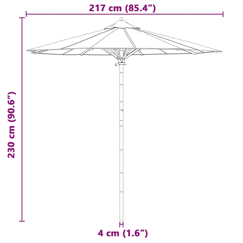 vidaXL 270 x 260 cm Bamboo Garden Parasol in Cream White