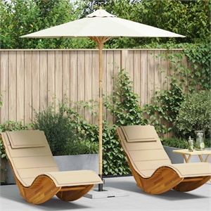 vidaXL 270 x 260 cm Bamboo Garden Parasol in Cream White