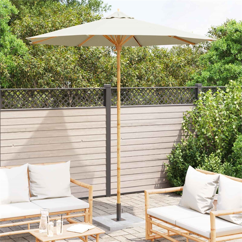 vidaXL 270 x 260 cm Bamboo Garden Parasol in Cream White