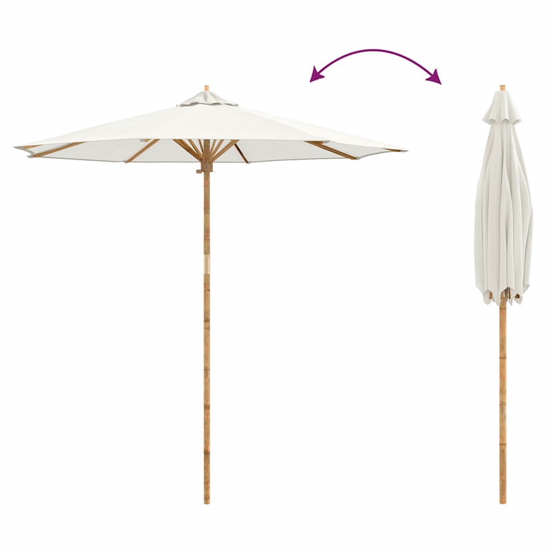 vidaXL 270 x 260 cm Bamboo Garden Parasol in Cream White