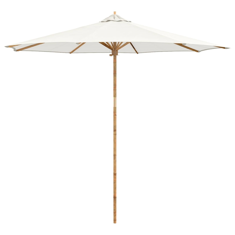 vidaXL 270 x 260 cm Bamboo Garden Parasol in Cream White