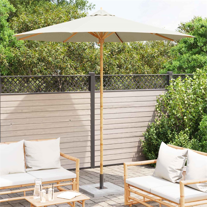 vidaXL 270 x 260 cm Bamboo Garden Parasol in Cream White