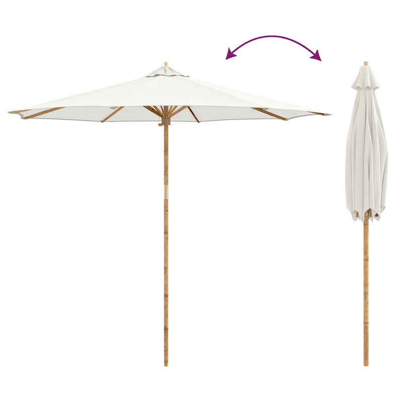 vidaXL 270 x 260 cm Bamboo Garden Parasol in Cream White