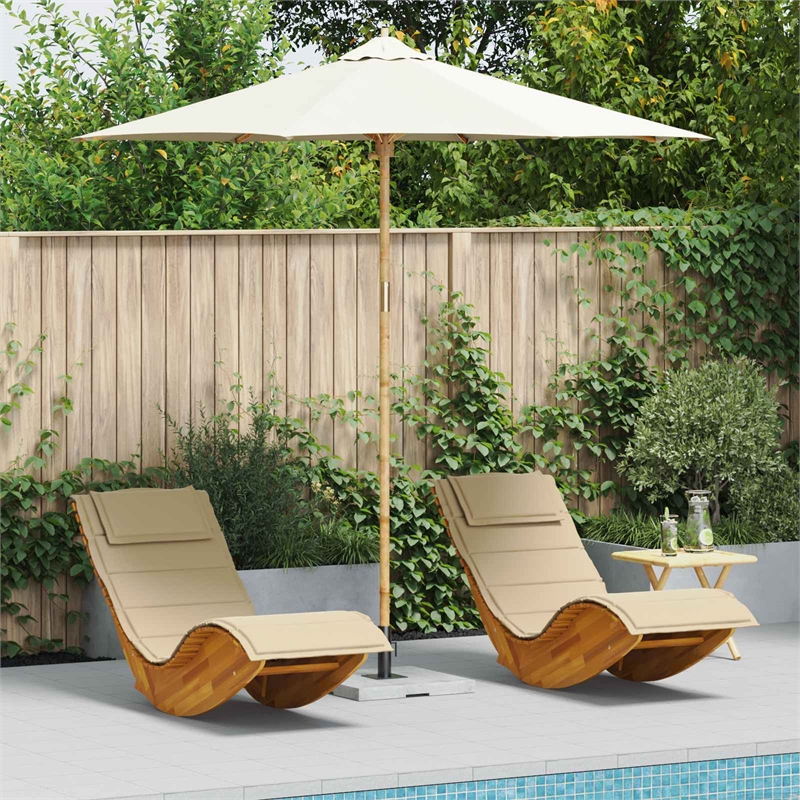 vidaXL 270 x 260 cm Bamboo Garden Parasol in Cream White