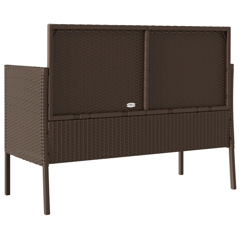 vidaXL Patio Bench with Cushions Brown Poly Rattan