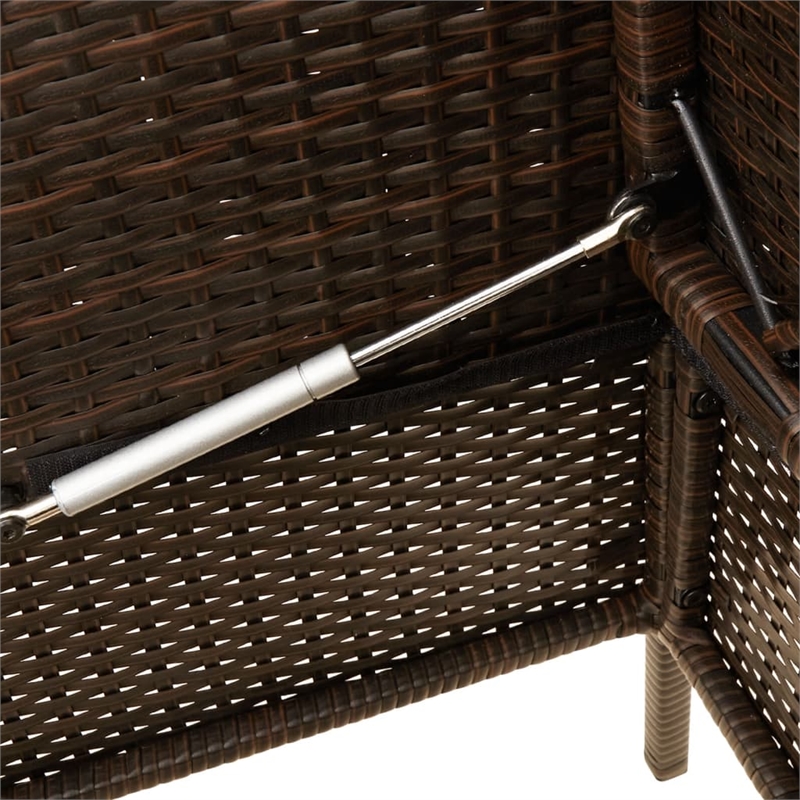 vidaXL Patio Bench with Cushions Brown Poly Rattan
