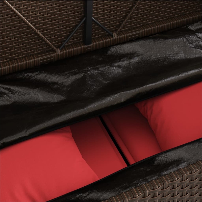 vidaXL Patio Bench with Cushions Brown Poly Rattan
