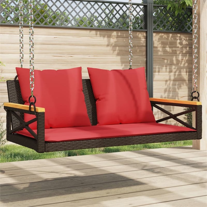vidaXL Swing Bench with Cushions Brown 42.9