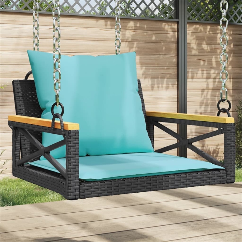 vidaXL Swing Bench with Cushions Black 24.8