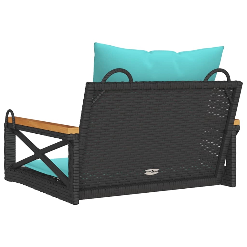 vidaXL Swing Bench with Cushions Black 24.8
