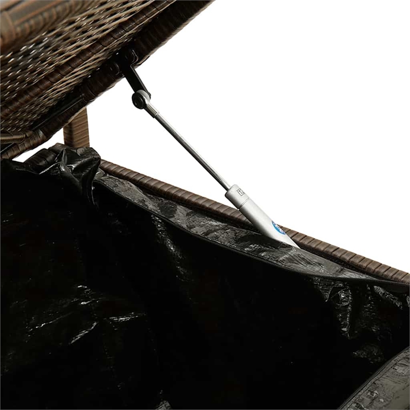vidaXL Patio Storage Bench with Cushion Brown Poly Rattan