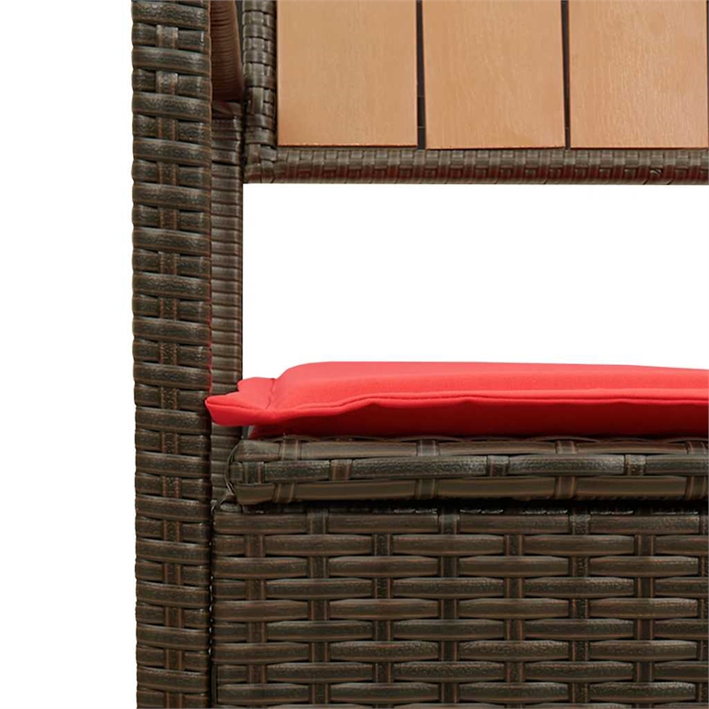 vidaXL Patio Storage Bench with Cushion Brown Poly Rattan