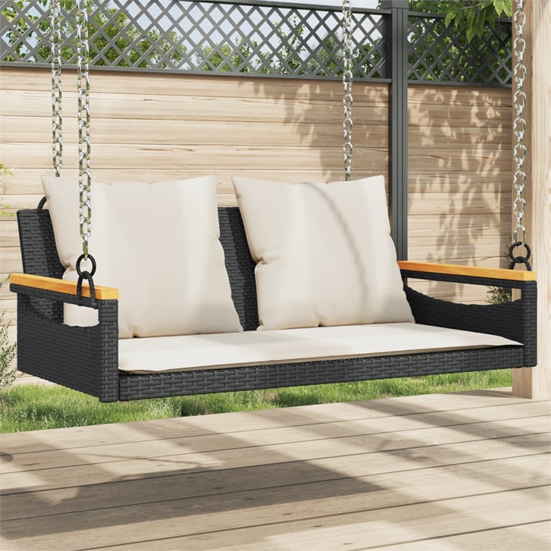 vidaXL Swing Bench with Cushions Black 42.9