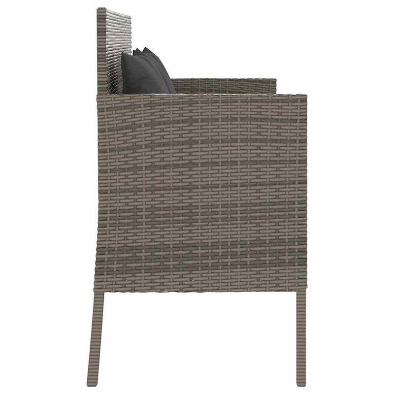 vidaXL Patio Bench with Cushions Gray Poly Rattan