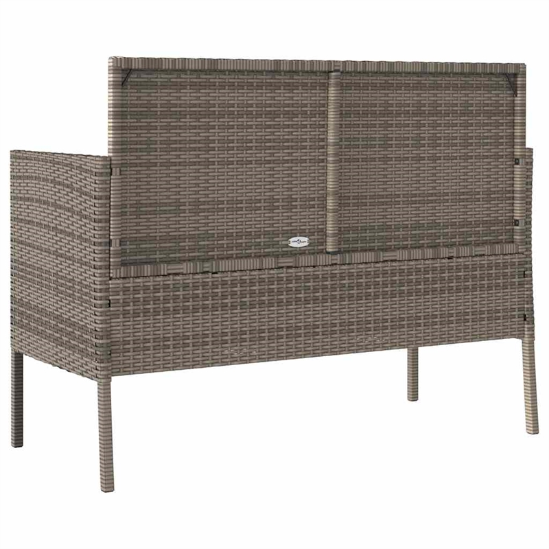 vidaXL Patio Bench with Cushions Gray Poly Rattan