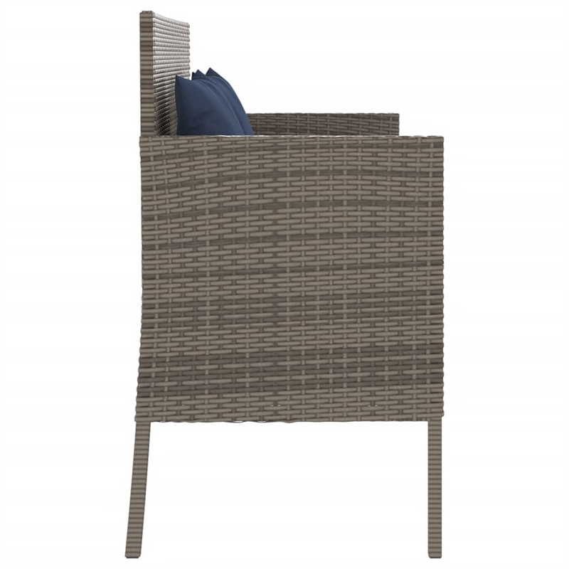 vidaXL Patio Bench with Cushions Gray Poly Rattan