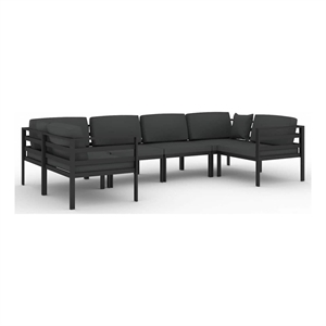 vidaXL 6 Piece Patio Lounge Set with Cushions Aluminum Anthracite