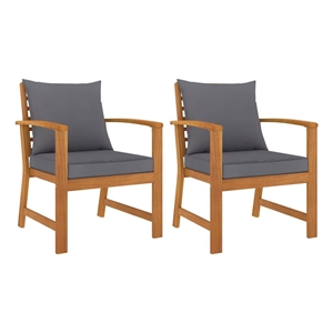 vidaXL Patio Chairs 2 pcs with Dark Gray Cushion Solid Acacia Wood