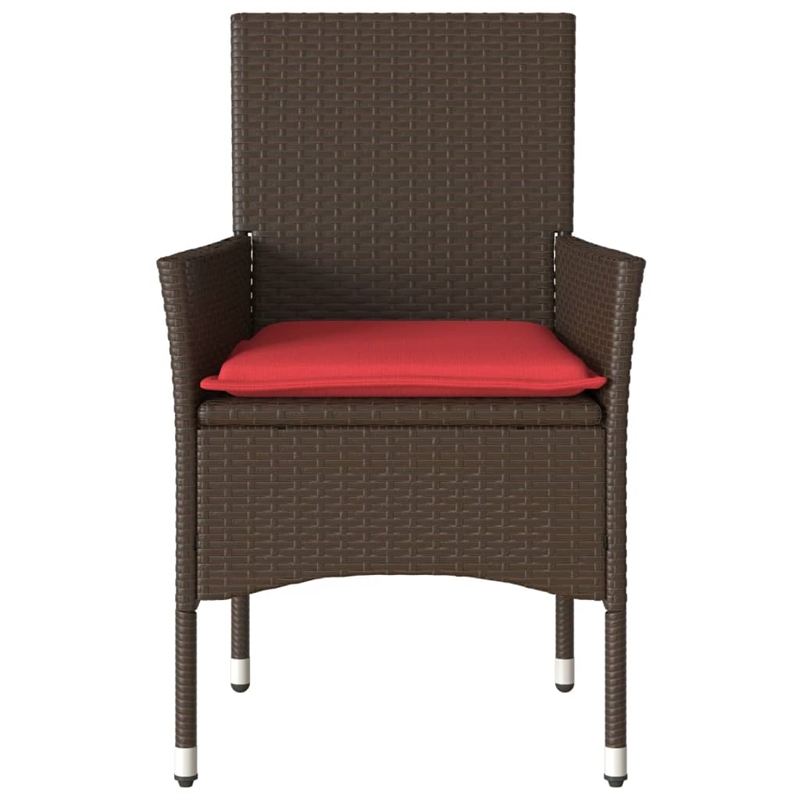 vidaXL Patio Chairs with Cushions 2 pcs Brown Poly Rattan